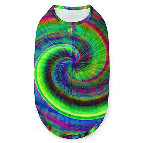Psychedelic Tie Dye Swirl Art Haustiere Shirt Weste Süßes Hunde Tank Top Weiches ärmelloses T-Shirt für Welpen Kitty Katzen 2XL von FWJZDSP