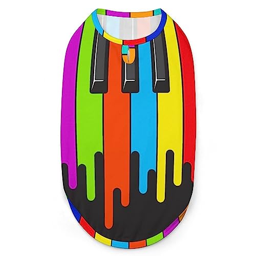 Regenbogen-Klaviertastatur-Hundehemden, Bedruckte Kleidung für Haustiere, Sommer-T-Shirts, atmungsaktives Pullover-Tanktop für kleine Hunde und Katzen Regenbogen-Klaviertastatur-Hundehemden, Bedruckte Kleidung für Haustiere, Sommer-T-Shirts, atmungsaktives Pullover-Tanktop für kleine Hunde und Katzen von FWJZDSP