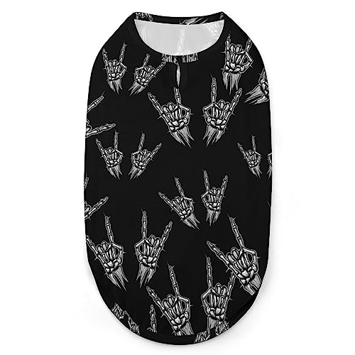 Rock N Roll Skelett-Hand-Hunde-Shirts, Bedruckte Kleidung für Haustiere, Sommer-T-Shirts, atmungsaktives Pullover-Tanktop für kleine Hunde und Katzen Rock N Roll Skelett-Hand-Hunde-Shirts, Bedruckte Kleidung für Haustiere, Sommer-T-Shirts, atmungsaktives Pullover-Tanktop für kleine Hunde und Katzen von FWJZDSP