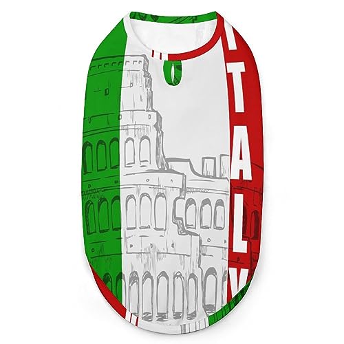 Römisches Kolosseum, italienische Flagge, Haustier-Shirt, Weste, süßes Hunde-Tanktop, weiches ärmelloses T-Shirt für Welpen, Kätzchen, Katzen, L von FWJZDSP