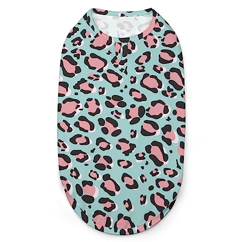 Rosa Leoparden-Hunde-Shirts, Haustier-Bedruckte Kleidung, Sommer-T-Shirts, atmungsaktives Pullover-Tanktop für kleine Hunde und Katzen von FWJZDSP