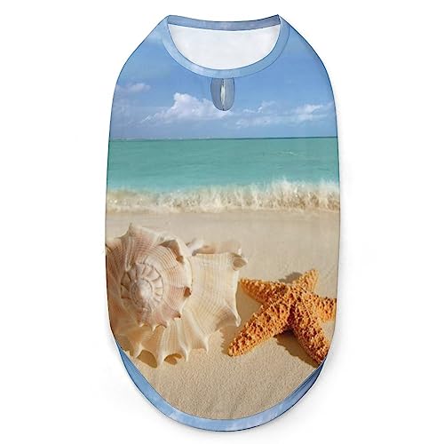 Sandbeach Seestern-Muschel-Hunde-Shirts, Haustier-Bedruckte Kleidung, Sommer-T-Shirts, atmungsaktives Pullover-Tanktop für kleine Hunde und Katzen von FWJZDSP