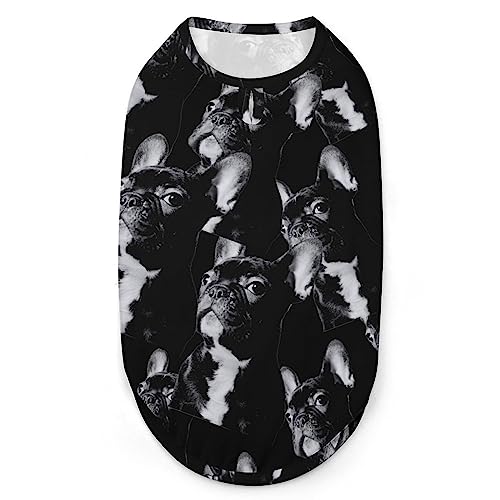 Schwarze französische Bulldoggen-Hundehemden, Bedruckte Kleidung für Haustiere, Sommer-T-Shirts, atmungsaktives Pullover-Tanktop für kleine Hunde und Katzen von FWJZDSP