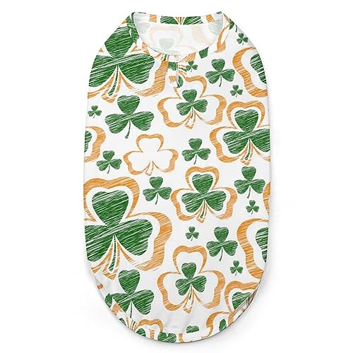 St. Patrick's Day Irisches Kleeblatt, Haustier-Shirt, Weste, süßes Hunde-Tanktop, weiches ärmelloses T-Shirt für Welpen, Kätzchen, Katzen, 2XL von FWJZDSP