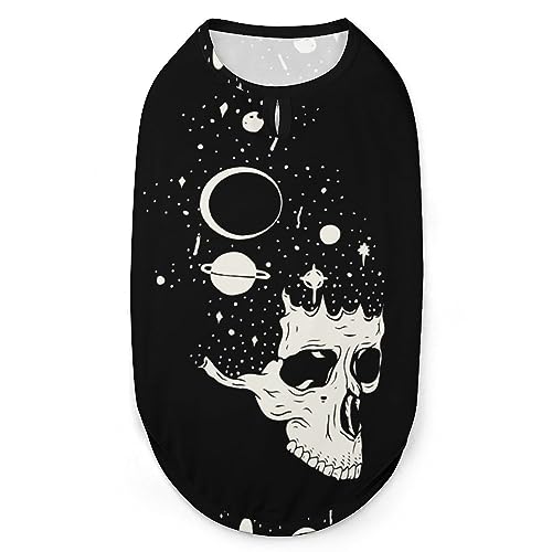 T-Shirt mit Totenkopf-Motiv, Weltraumhaar, Haustiere, niedliches Hunde-Tanktop, weiches ärmelloses T-Shirt für Welpen, Kätzchen, Katzen, 2XL von FWJZDSP