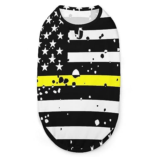 The Thin Yellow Line Flag Pets Shirt Weste, süßes Hunde-Tanktop, weiches ärmelloses T-Shirt für Welpen, Kätzchen, Katzen, 2XL von FWJZDSP