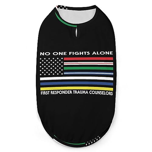 US-Flagge, No One Fights Alone First Responder, Haustier-Shirt, Weste, süßes Hunde-Tanktop, weiches ärmelloses T-Shirt für Welpen, Kätzchen, Katzen, XL von FWJZDSP