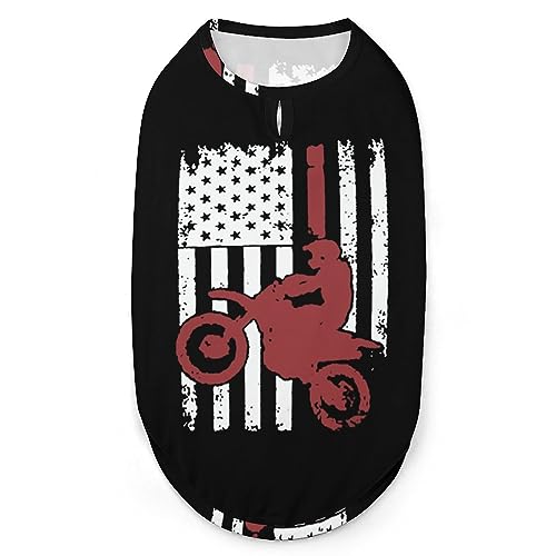 USA-Flagge, Dirtbike, Motocross, Haustier-Shirt, Weste, süßes Hunde-Tanktop, weiches ärmelloses T-Shirt für Welpen, Kätzchen, Katzen, L von FWJZDSP