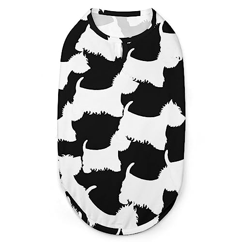 Westie Dogs Hunde-Shirts, Haustier-Bedruckte Kleidung, Sommer-T-Shirts, atmungsaktives Pullover-Tanktop für kleine Hunde und Katzen von FWJZDSP