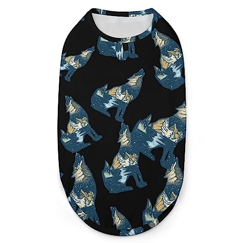 Wolf Double Exposure Hunde-Shirts, Haustier-Bedruckte Kleidung, Sommer-T-Shirts, atmungsaktives Pullover-Tanktop für kleine Hunde und Katzen Wolf Double Exposure Hunde-Shirts, Haustier-Bedruckte Kleidung, Sommer-T-Shirts, atmungsaktives Pullover-Tanktop für kleine Hunde und Katzen von FWJZDSP