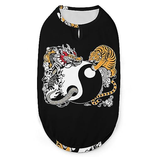 Yin Yang Drache und Tiger Haustiere Shirt Weste Süßes Hunde Tank Top Weiches ärmelloses T-Shirt für Welpen Kitty Katzen S von FWJZDSP