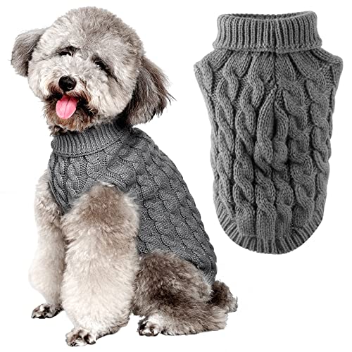 FWLWTWSS Hundepullover, Winter Warmer Hundepullover Kleine Hunde Rollkragen Strickpullover Hunde Pullover Weich Hundekleidung Hundepulli Hund Kleidung für Kleine Mittelgroße Hunde und Katzen Medium von FWLWTWSS