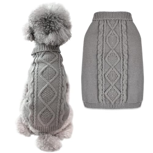 FWLWTWSS Hundepullover, Winter Warmer Hundepullover Kleine Hunde Rollkragen Strickpullover Hunde Pullover Weich Hundepulli Hundekostüm Hundebekleidung für Kleine Mittelgroße Hunde und Katzen Large von FWLWTWSS