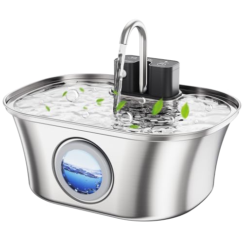 FWMB Kabelloser Katzenwasserbrunnen - Batteriebetriebener Edelstahl-Haustierbrunnen, automatischer kabelloser Wasserspender im Innenbereich, Metall-Wasserhahnflasche zum Trinken, wiederaufladbarer FWMB Kabelloser Katzenwasserbrunnen - Batteriebetriebener Edelstahl-Haustierbrunnen, automatischer kabelloser Wasserspender im Innenbereich, Metall-Wasserhahnflasche zum Trinken, wiederaufladbarer von FWMB