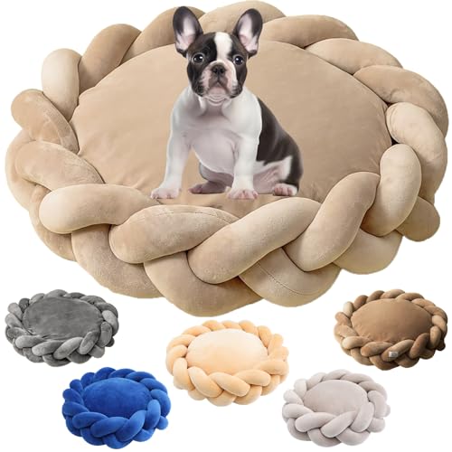 FXKJ Hundebett Hunde Waschbar, Abnehmbar Waschbar Hundematratze rutschfeste Unterseite Hundematten kuscheliges Hundekissen für Katzen und Hunde, 80x18cm, Khaki von FXKJ