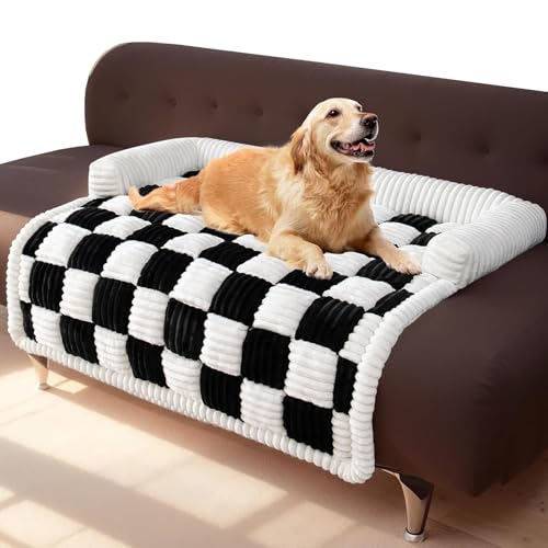 FXKJ Hundebetten Hundesofa Weiches Flanell Hundekorb Waschbar Hundebett Flauschiger Sofabezug gemütlicher Sofamatte für große, mittelgroße und kleine Hunde, 90x90cm,Black von FXKJ