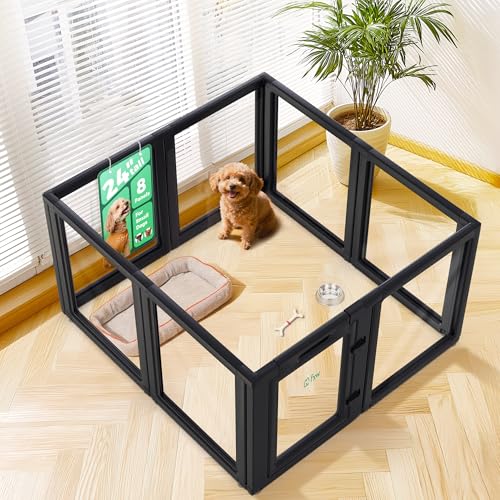 FXW AuraSpace Indoor Laufstall für Welpen und kleine Hunde, 61 cm, 8 Paneele, Schwarz von FXW