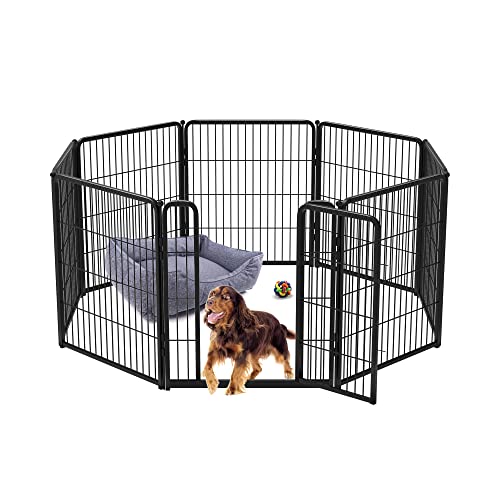 FXW Homeplus Hunde-Laufstall für den Innenbereich – Stressfreies und sicheres Spielen, robuster 81,3 cm 8 Paneele, Hundegehege für Welpen, kleine und mittelgroße Hunde, Schwarz│Patentiert von FXW