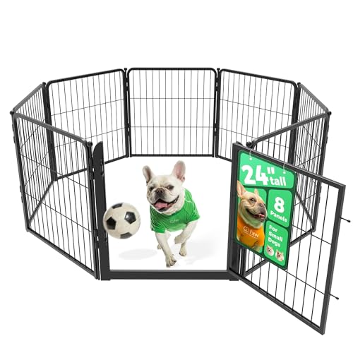 FXW Hunde-Laufstall für den Innenbereich – Breites Tor und sicheres Spielen, robuster 61 cm 8 Paneele, Hundegehege für Welpen und kleine Hunde, Schwarz von FXW