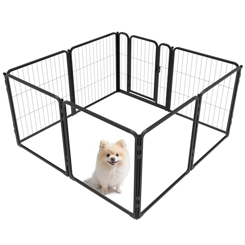 FXW Pawadise Laufstall für Hunde, 61 cm, 8 Paneele (4 Acryl + 4 Metall), sicherer und stilvoller Innenraum für kleine und mittelgroße Hunde, erweiterbar, Schwarz von FXW