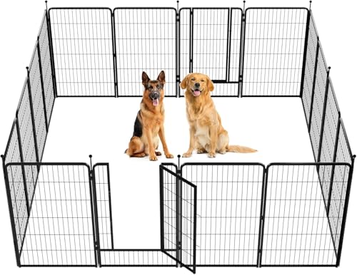 FXW Sofortiger Laufstall für Hunde, tragbarer Haustierzaun für Outdoor, Wohnmobil-Ausflüge und Camping, 114,3 cm, 16 Paneele für Welpen und kleine Hunde, mit RV-Schrittgitter, patentiert von FXW