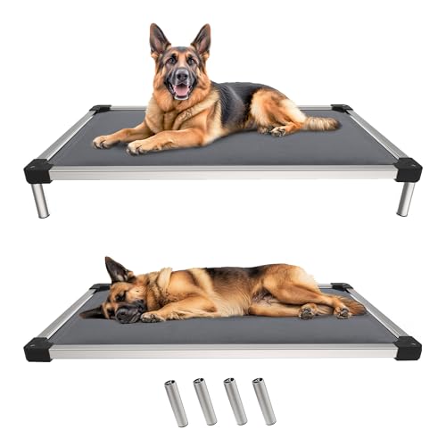 FXW TitanNest Kaufestes erhöhtes Hundebett, gepolstertes Kinderbett für drinnen und draußen, Camping, langlebiges und waschbares Haustierbett für mittelgroße und große Hunde, 127 cm, Grau von FXW