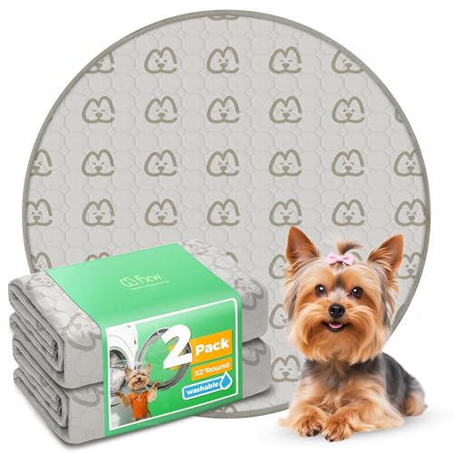 FXW Waschbare Urinierunterlagen für Hunde, Welpenunterlagen mit super saugfähig, speziell für die Welpenkiste, 81,3 cm rund, Khaki, 2 Packungen von FXW