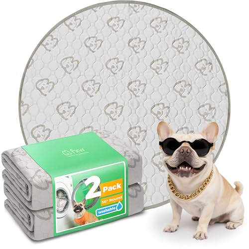FXW Waschbare Urinierunterlagen für Hunde, Welpenunterlagen mit super saugfähig, speziell für die Welpenkiste, 91,4 cm rund, Khaki, 2 Packungen von FXW