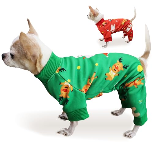 Hunde-Pyjama, Weihnachtspyjama für kleine Hunde, Hunde-Jumpsuits, Pyjama, Hunde-Fleece-Schlafanzug, Hunde-Pyjama für kleine und mittelgroße Hunde, Hunde-Urlaubspyjama-Kostüm. von FYAWME