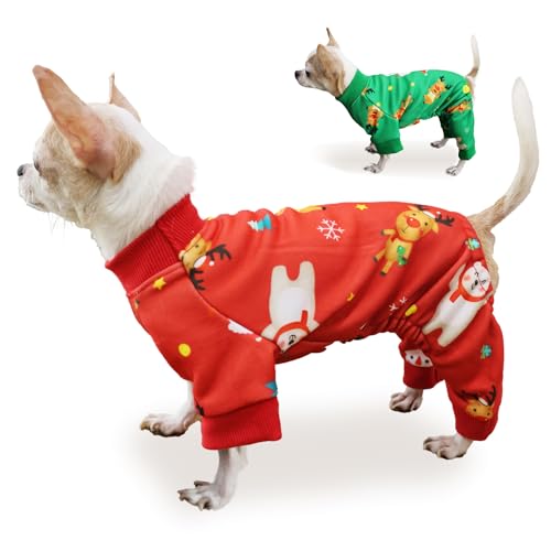 Hunde-Pyjama, Weihnachtspyjama für kleine Hunde, Hunde-Jumpsuits, Pyjama, Hunde-Fleece-Schlafanzug, Hunde-Pyjama für kleine und mittelgroße Hunde, Hunde-Urlaubspyjama-Kostüm. von FYAWME
