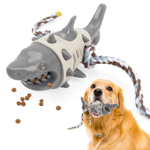 FYDTOP Simulation Shark Kauspielzeug für Hunde – TPR Langlebig & Bissfest Zahnen Welpen Kauspielzeug Angst Relief & Stressabbau Zahnreinigung & Mundgesundheit (Grau) von FYDTOP