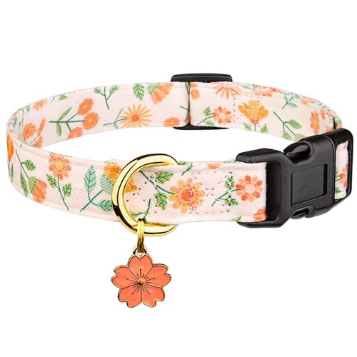 Handgefertigtes Hundehalsband aus Baumwolle, niedliche und unverwechselbare Muster, rosa Sonnenblume mit Anhänger, niedliches Hundehalsband für kleine, mittelgroße und große Hunde, Mädchen, Hunde Handgefertigtes Hundehalsband aus Baumwolle, niedliche und unverwechselbare Muster, rosa Sonnenblume mit Anhänger, niedliches Hundehalsband für kleine, mittelgroße und große Hunde, Mädchen, Hunde von FYEQYAOU