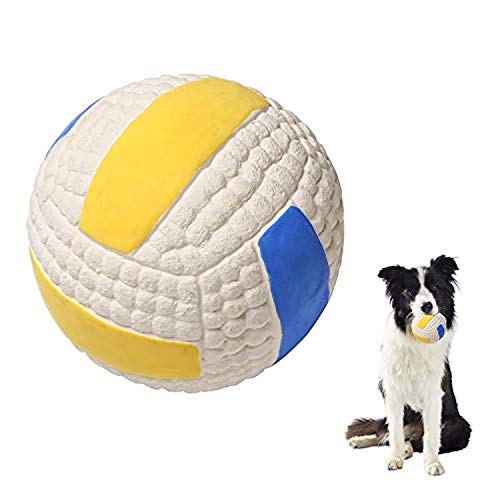 Gummiball für Hunde, quietschendes Hundespielzeug, Hundefußball, quietschendes Latex-Gummi-Hundespielzeug, Bissresistent, Zahn-Trainingsspielzeug für Hunde, Durchmesser 9,5 cm, Gelb von FYH