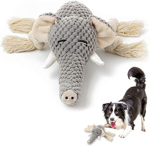Hundespielzeug aus Plüsch, Kauspielzeug, quietschendes Spielzeug mit Knisterpapier, interaktiv, Kauen und langlebiges Spielzeug für Welpen und mittelgroße Hunde (Elefant) von FYH