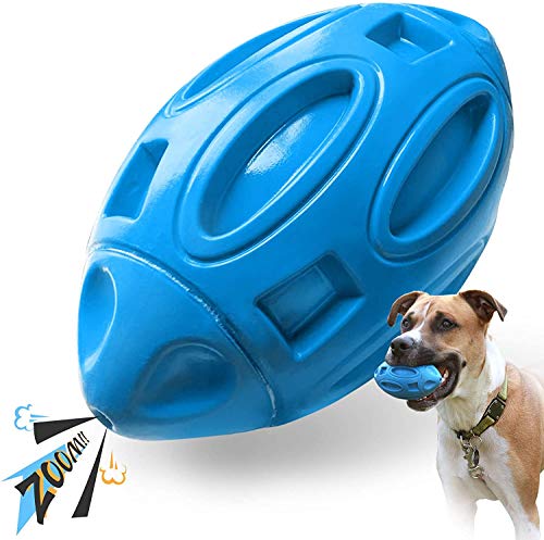 Quietschendes Hundespielzeug für aggressive Kauer: Gummi-Welpen-Kauball mit Quietscher, fast unzerstörbares und langlebiges Haustierspielzeug für mittelgroße und große Rassen (blau) von FYH