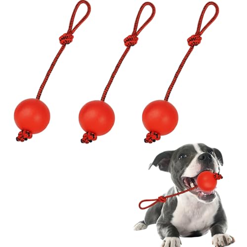 FYKZQWDS Hundeball am Seil, Flirtstange, Ball an einem Seil für Hunde, zum Fangen und Ziehen, bissfest und langlebig, geeignet für Training und Outdoor-Aktivitäten, 3 Stück von FYKZQWDS
