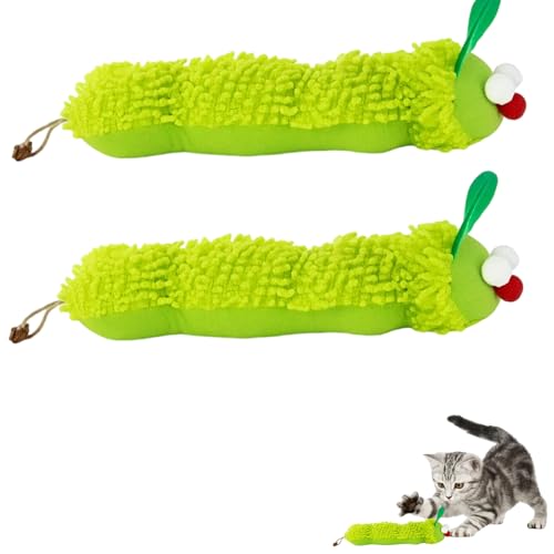 FYKZQWDS Katzenminze-Spielzeug für Katzen, Katzenminze, Plüsch-Raupen-Design, weich und langlebig, um Kratzern und Kauen standzuhalten, geeignet für Haustiere zum Spielen im Innenbereich, 2 Stück von FYKZQWDS