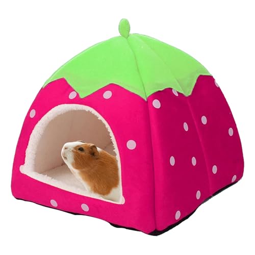 FYKZQWDS Meerschweinchenbett, kleines Haustierbett, Höhle, gemütliches Hamsterhaus, warmes Schlafhaus, rosa Kaninchenbett, 24 x 24 cm, rutschfestes Erdbeer-Igelhaus für Chinchilla, Frettchen, FYKZQWDS Meerschweinchenbett, kleines Haustierbett, Höhle, gemütliches Hamsterhaus, warmes Schlafhaus, rosa Kaninchenbett, 24 x 24 cm, rutschfestes Erdbeer-Igelhaus für Chinchilla, Frettchen, von FYKZQWDS