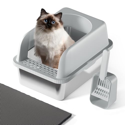 Einfache Reinigung Katzentoilette aus Edelstahl, Katzentoilette aus antihaftbeschichtetem Metall, Katzentoilette für Katzen,verhindert Urinverlust, inklusive Schaufel und Katzenstreumatte,Hellgrau L Einfache Reinigung Katzentoilette aus Edelstahl, Katzentoilette aus antihaftbeschichtetem Metall, Katzentoilette für Katzen,verhindert Urinverlust, inklusive Schaufel und Katzenstreumatte,Hellgrau L von FYLICA