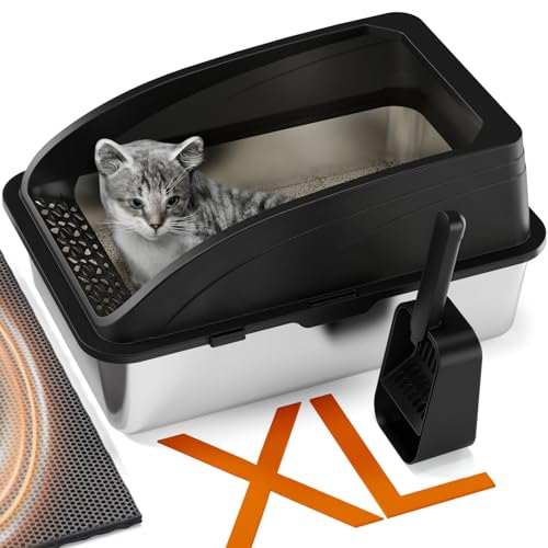 Katzentoilette Edelstahl,Halbgeschlossen Katzenklo Edelstahl,Katzentoilette Edelstahl Katzenklo Groß mit Katzenstreuschaufel und Doppelschicht Matte,Katzentoilette Edelstahl,Leicht zu Reinigen Katzentoilette Edelstahl,Halbgeschlossen Katzenklo Edelstahl,Katzentoilette Edelstahl Katzenklo Groß mit Katzenstreuschaufel und Doppelschicht Matte,Katzentoilette Edelstahl,Leicht zu Reinigen von FYLICA