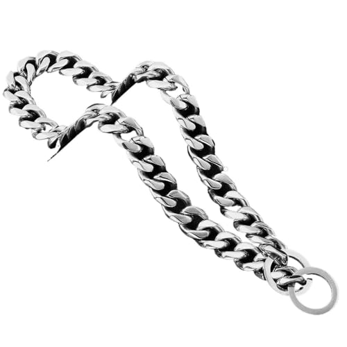 Hundehalsbandkette, Silber-golden, 15 mm breites kubanisches Gliederglied, Glatte Hundetrainingskette aus Edelstahl breites hundehalsband(1,34inch (86cm) -15MM) von FYLTWUK