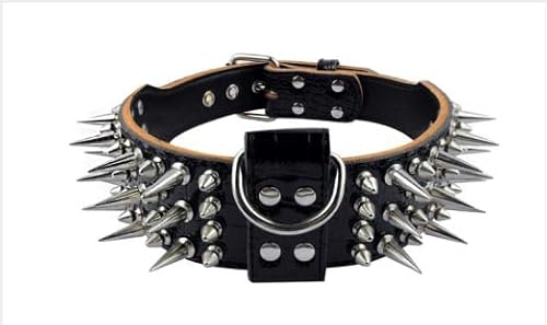 Modisches Haustierhalsband mit Nieten, großes Hundehalsband, for Dicke Welpenleinen, for Bulldoggenmops, Hundekette aus Edelstahl breites hundehalsband(12,M 43-50cm) von FYLTWUK