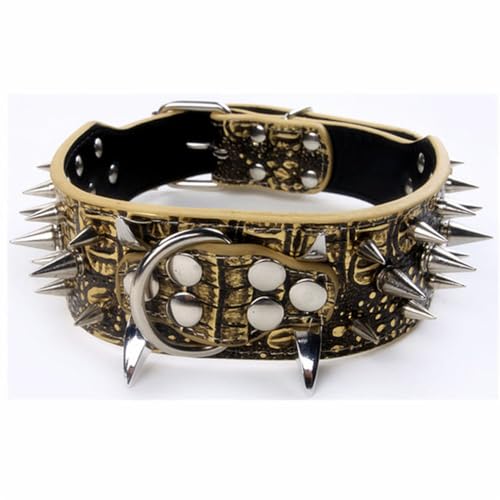 Modisches Haustierhalsband mit Nieten, großes Hundehalsband, for Dicke Welpenleinen, for Bulldoggenmops, Hundekette aus Edelstahl breites hundehalsband(2,L 48-55cm) von FYLTWUK