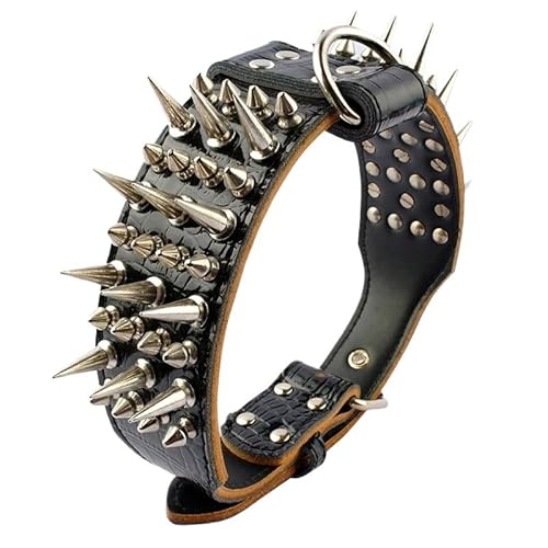 Modisches Haustierhalsband mit Nieten, großes Hundehalsband, for Dicke Welpenleinen, for Bulldoggenmops, Hundekette aus Edelstahl breites hundehalsband(8,S 38-45cm) von FYLTWUK
