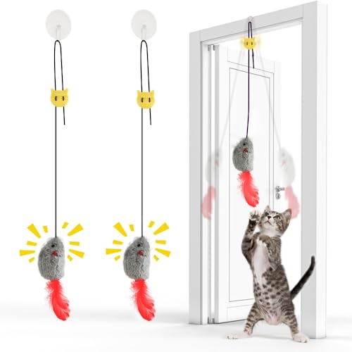 FYNIGO 2 Stück Katzenspielzeug Selbstbeschäftigung Hängende Türrahmen Elastische Maus mit Quietschgeräusch, Keine Batterien erforderlich, interaktives Katzenspielzeug Maus mit Federschwanz FYNIGO 2 Stück Katzenspielzeug Selbstbeschäftigung Hängende Türrahmen Elastische Maus mit Quietschgeräusch, Keine Batterien erforderlich, interaktives Katzenspielzeug Maus mit Federschwanz von FYNIGO