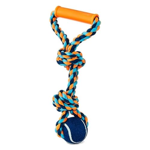 Chomp & Tug Buddy Seilspielzeug für moderate Kauer, Blau, Medium, Easy Grip Griff und Tennisball, lustiges Spielzeug zum Zerren, Kauen, Apportieren Chomp & Tug Buddy Seilspielzeug für moderate Kauer, Blau, Medium, Easy Grip Griff und Tennisball, lustiges Spielzeug zum Zerren, Kauen, Apportieren von FYNORI