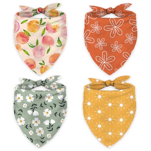 FYSUIMU 4 x Boho-Haustier-Halstuch, Motiv: Blumen, Pfirsich, Sonnenschein, waschbar, verstellbar, Dreieck, Haustier-Lätzchen, Welpen-Halstuch für Katze, Hund, Geburtstagskostüm-Zubehör FYSUIMU 4 x Boho-Haustier-Halstuch, Motiv: Blumen, Pfirsich, Sonnenschein, waschbar, verstellbar, Dreieck, Haustier-Lätzchen, Welpen-Halstuch für Katze, Hund, Geburtstagskostüm-Zubehör von FYSUIMU
