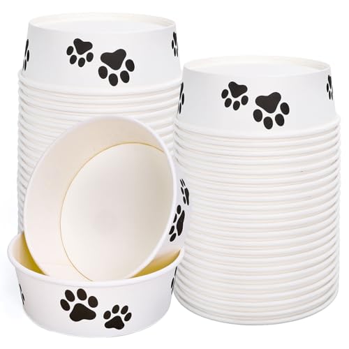 FYSUIMU Einweg-Futternäpfe für Haustiere, Pfotenabdruck, Katzenfutter, Papier, Reisenapf für Hunde, Katzen, Nassfutter, Wasser, 50 Stück FYSUIMU Einweg-Futternäpfe für Haustiere, Pfotenabdruck, Katzenfutter, Papier, Reisenapf für Hunde, Katzen, Nassfutter, Wasser, 50 Stück von FYSUIMU