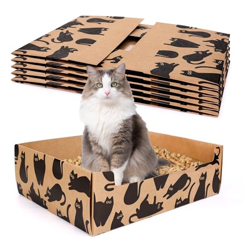 FYSUIMU Einweg-Katzentoiletten für Katzen, 38,1 x 29,1 x 12,9 cm, faltbar, Kraftpapier, Katzentoilette, schwarz, Kitty-Druck, tragbare Papier-Toilettenablage für Reisen, mehrere Katzen, Zuhause, 5 FYSUIMU Einweg-Katzentoiletten für Katzen, 38,1 x 29,1 x 12,9 cm, faltbar, Kraftpapier, Katzentoilette, schwarz, Kitty-Druck, tragbare Papier-Toilettenablage für Reisen, mehrere Katzen, Zuhause, 5 von FYSUIMU