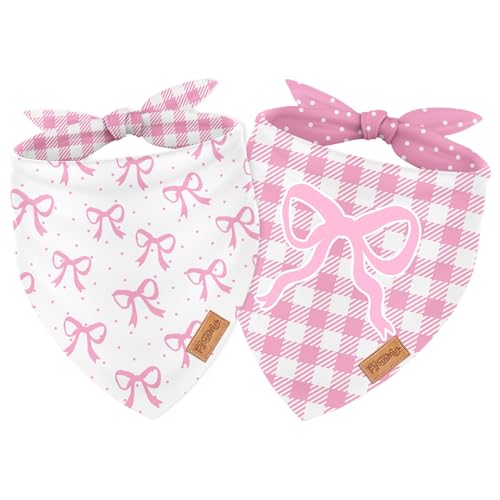 FYSUIMU Hundehalstuch, niedliches Dreieckstuch mit Schleife, Gingham-Muster, wendbar, verstellbar, für mittelgroße und große Hunde, Katzen, Kostümzubehör, 2 Stück FYSUIMU Hundehalstuch, niedliches Dreieckstuch mit Schleife, Gingham-Muster, wendbar, verstellbar, für mittelgroße und große Hunde, Katzen, Kostümzubehör, 2 Stück von FYSUIMU